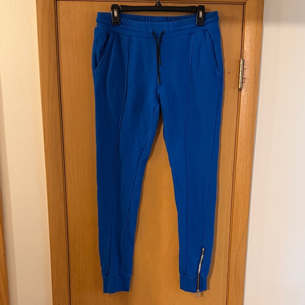 The Set Women’s Cotton Zipper Sweatpants Joggers Blue Size Large